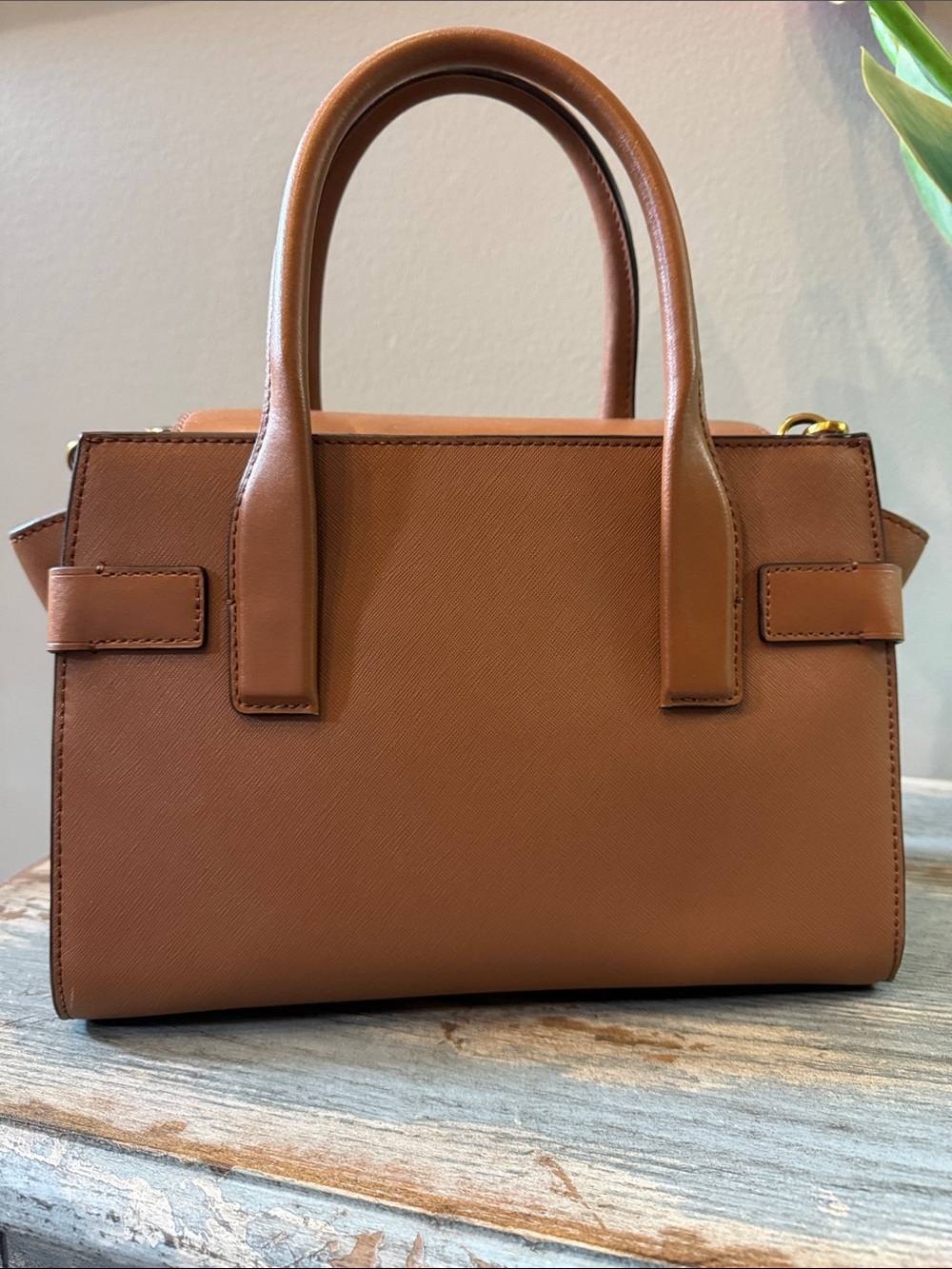 Michael Kors Patchwork Brown Leather and Snakeskin Satchel with Gold Chain - Picture 2 of 5